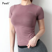 Load image into Gallery viewer, Peeli Women Yoga Top Seamless Sport T Shirts Fitness Clothes Short Sleeve Yoga Shirt Gym Top Running Active Wear Sport Top Femme
