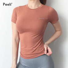 Load image into Gallery viewer, Peeli Women Yoga Top Seamless Sport T Shirts Fitness Clothes Short Sleeve Yoga Shirt Gym Top Running Active Wear Sport Top Femme
