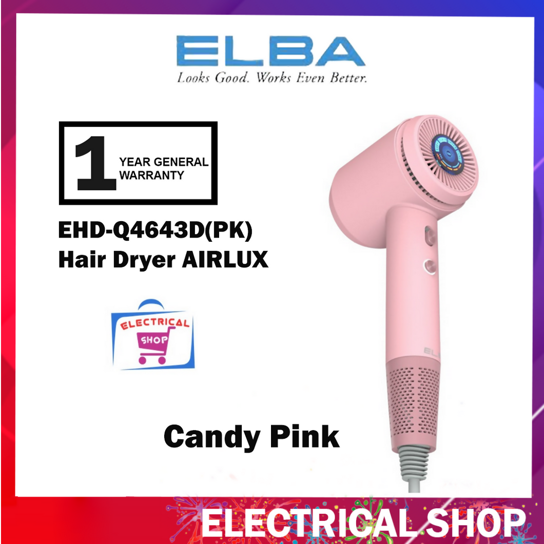 Elba Hair Dryer AIRLUX EHD-Q4643D(PK) Candy Pink DC Motor 1600W Pengering Rambut