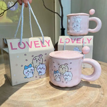 Load image into Gallery viewer, Cute Kawali Chiikawas Ceramic Mug Coffee Cup Milk Cup with Lid Spoon Fashion Ins Cute Girls Gift Birthday Gift For Girlfriend
