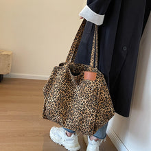 Load image into Gallery viewer, Oversized Leopard Prints Shoulder Bags For Women Deformable Canvas Large Capacity Shopping Totes 2023 Winter New Luxury Handbags
