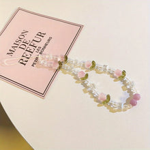 Load image into Gallery viewer, Korea Cute Pink Tulips Crystal Phone Chain Clear Flower Beaded For Phone Samsung Pendant Anti-Lost Phone Chain Hanging Jewelry
