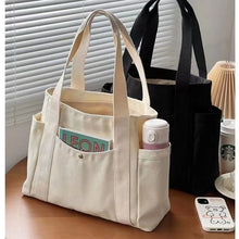 Load image into Gallery viewer, Large Capacity Canvas Solid Letter Tote Bag Versatile Handbag for Commuter Work Student Class Underarm Women&#39;s Bag shopping bag
