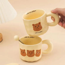 Load image into Gallery viewer, Korean Style Cartoon Bear Ceramic Coffee Mug Bear Mug Girl Retro Coffee Cup Afternoon Tea Cute Ceramic Mug cute coffee mug
