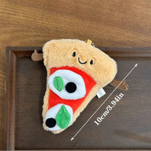 Load image into Gallery viewer, Funny Plush Pizza Bread Pendant Cartoon Stuffed Doll Croissant Keychain Hanging Ornament Car Keyring Bag Accessories
