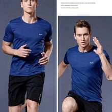 Load image into Gallery viewer, High Quality Polyester Men Running T Shirt Quick Dry Fitness Shirt Training Exercise Clothes Gym Sport Shirt Tops Lightweight
