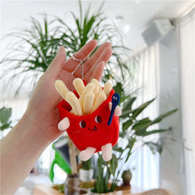 Load image into Gallery viewer, 5 PCs Set Creative New French Fries Burger Hanging Bag Couple Plush Hanging Decoration Girl Heart Car Keychain Little Doll
