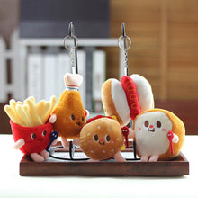 Load image into Gallery viewer, Hamburg Hot Dog Fries Bread Drumsticks Plush Pendant Keychain Creative Cartoon Bag Decoration Car Key Accessories For Girl Gift
