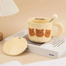 Load image into Gallery viewer, Korean Style Cartoon Bear Ceramic Coffee Mug Bear Mug Girl Retro Coffee Cup Afternoon Tea Cute Ceramic Mug cute coffee mug
