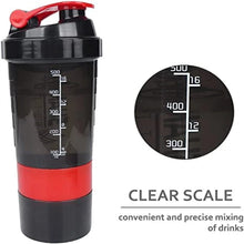 Load image into Gallery viewer, 500ML Shaker Protein Bottle 3 Layers Shaker Cups with Powder Storage Container Mixer Cup Gym Sport Water Bottles
