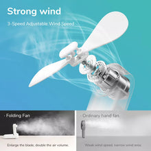 Load image into Gallery viewer, JISULIFE Portable Fan 3 IN 1 Mini Hand held Cooling Fan USB 4800mAh Recharge Small Pocket Fan with Power Bank Flashlight Feature
