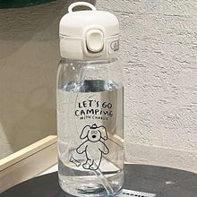 Load image into Gallery viewer, Plastic Water Bottle Water Cup With Straw Simple Large Capacity Portable Drop Resistant And Portable Cup Cartoon Ice Suction Cup
