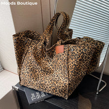 Load image into Gallery viewer, Oversized Leopard Prints Shoulder Bags For Women Deformable Canvas Large Capacity Shopping Totes 2023 Winter New Luxury Handbags
