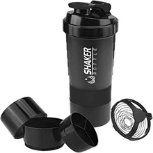 Load image into Gallery viewer, 500ML Shaker Protein Bottle 3 Layers Shaker Cups with Powder Storage Container Mixer Cup Gym Sport Water Bottles
