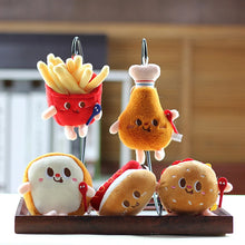 Load image into Gallery viewer, Hamburg Hot Dog Fries Bread Drumsticks Plush Pendant Keychain Creative Cartoon Bag Decoration Car Key Accessories For Girl Gift
