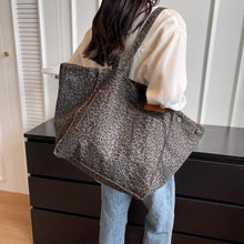 Load image into Gallery viewer, Oversized Leopard Prints Shoulder Bags For Women Deformable Canvas Large Capacity Shopping Totes 2023 Winter New Luxury Handbags
