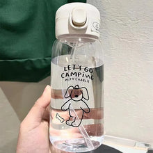 Load image into Gallery viewer, Plastic Water Bottle Water Cup With Straw Simple Large Capacity Portable Drop Resistant And Portable Cup Cartoon Ice Suction Cup
