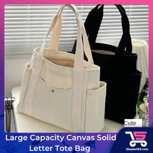 Load image into Gallery viewer, Large Capacity Canvas Solid Letter Tote Bag Versatile Handbag for Commuter Work Student Class Underarm Women&#39;s Bag shopping bag
