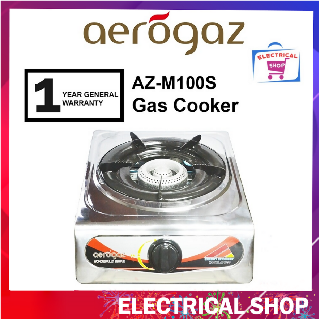 Aerogaz Gas Cooker 1 burner AZ-M100S / AZM100S Single Beehive Burner Spark Ignition Stainless Steel Dapur Gas