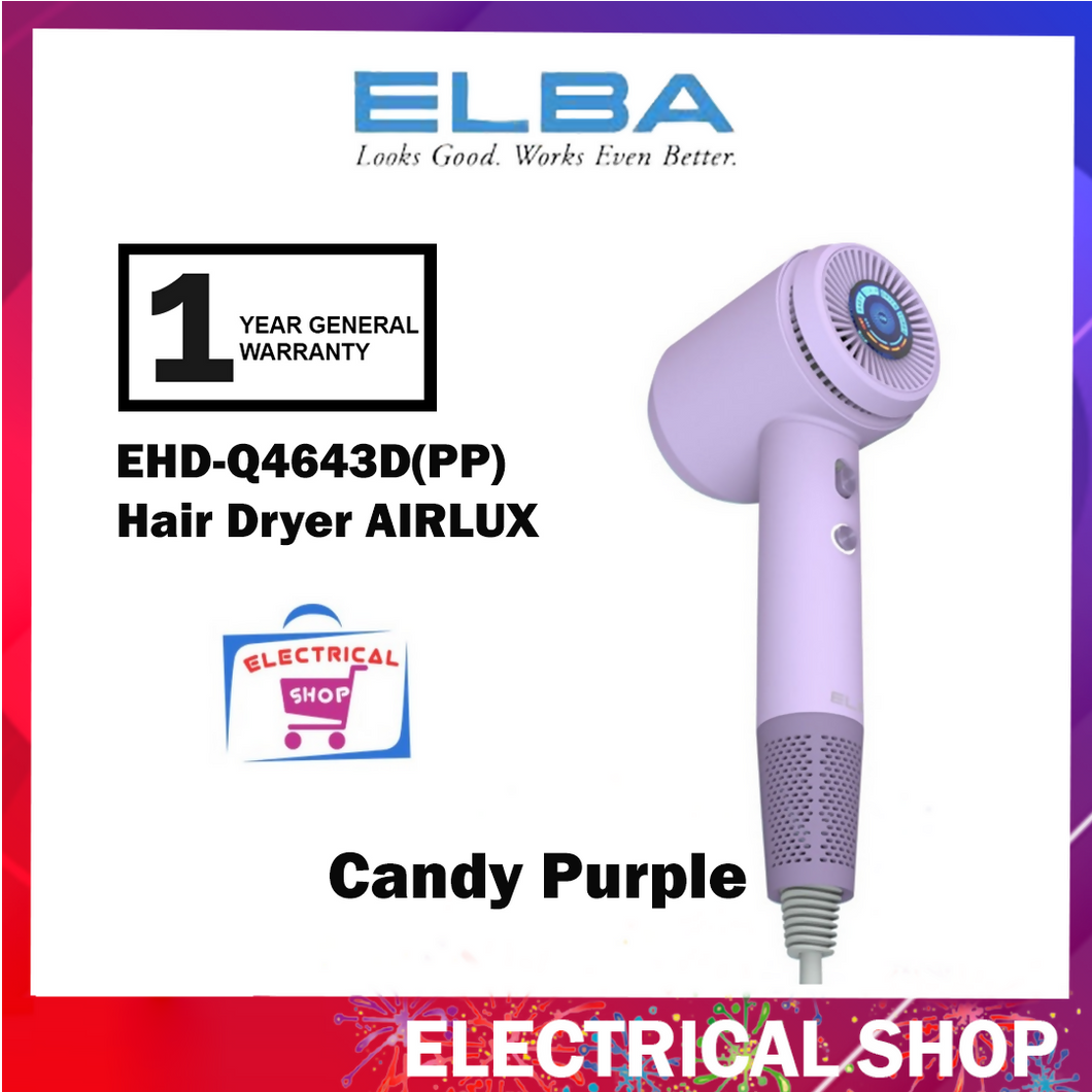 Elba Hair Dryer AIRLUX EHD-Q4643D(PP) Candy Purple Pengering Rambut