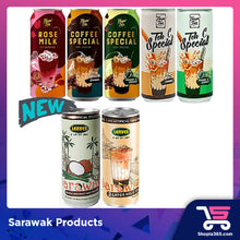 Load image into Gallery viewer, Three Tea Teh C Special / Sarawak 3 Layer Milk Tea by Leaves 240ml x 24 (Caramel / Pandan &amp; Coconut)
