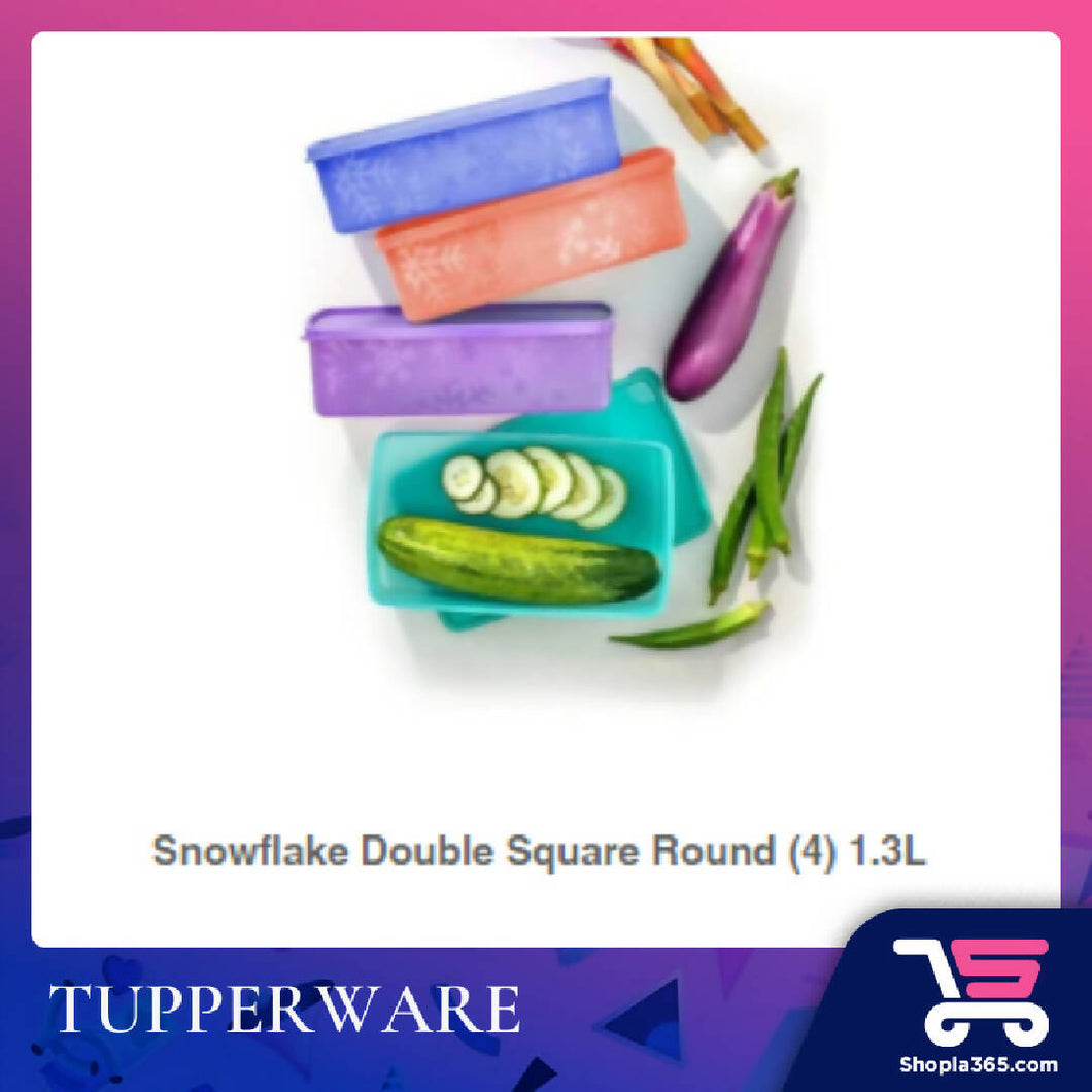 Tupperware Snowflake Double Square Round (4) 1.3L
