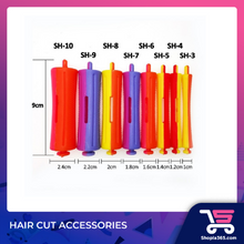 Load image into Gallery viewer, (WHOLESALE) CREATIVE ART PERM ROD ROLLER WAVY HAIR CURLERS WITH RUBBER BAND HOLLOW PERM RODS  12PCS
